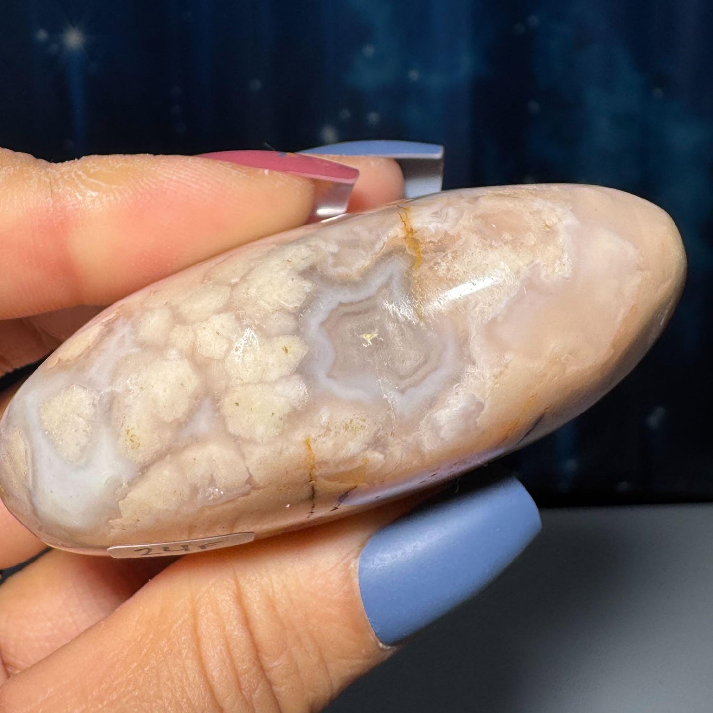 Flower Agate heart | 2 3/4" long | 150 grams | stand included
