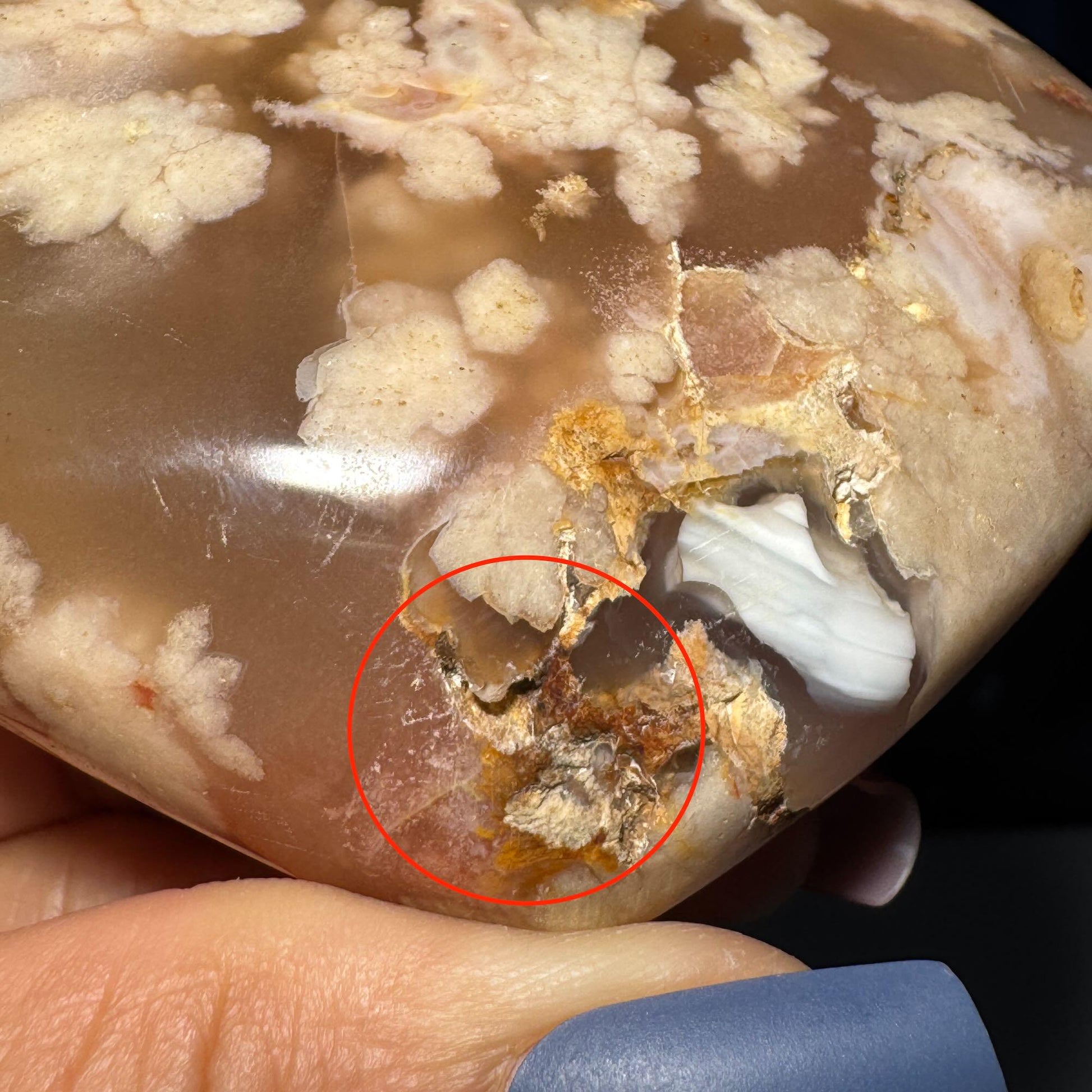 Flower Agate heart | 3 1/4" long | 241 grams | stand included | Damage Discount