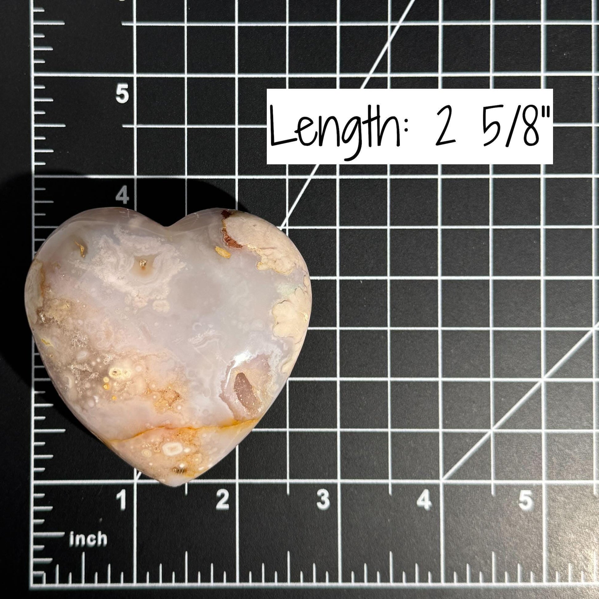 Flower Agate heart | 2 5/8" long | 179 grams | stand included
