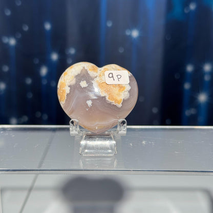Flower Agate heart | 1 3/4" long | 48 grams | stand included