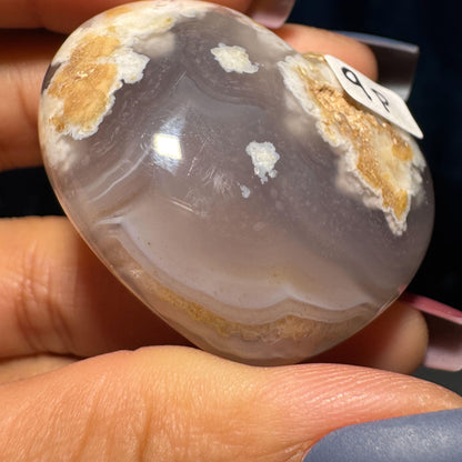 Flower Agate heart | 1 3/4" long | 48 grams | stand included
