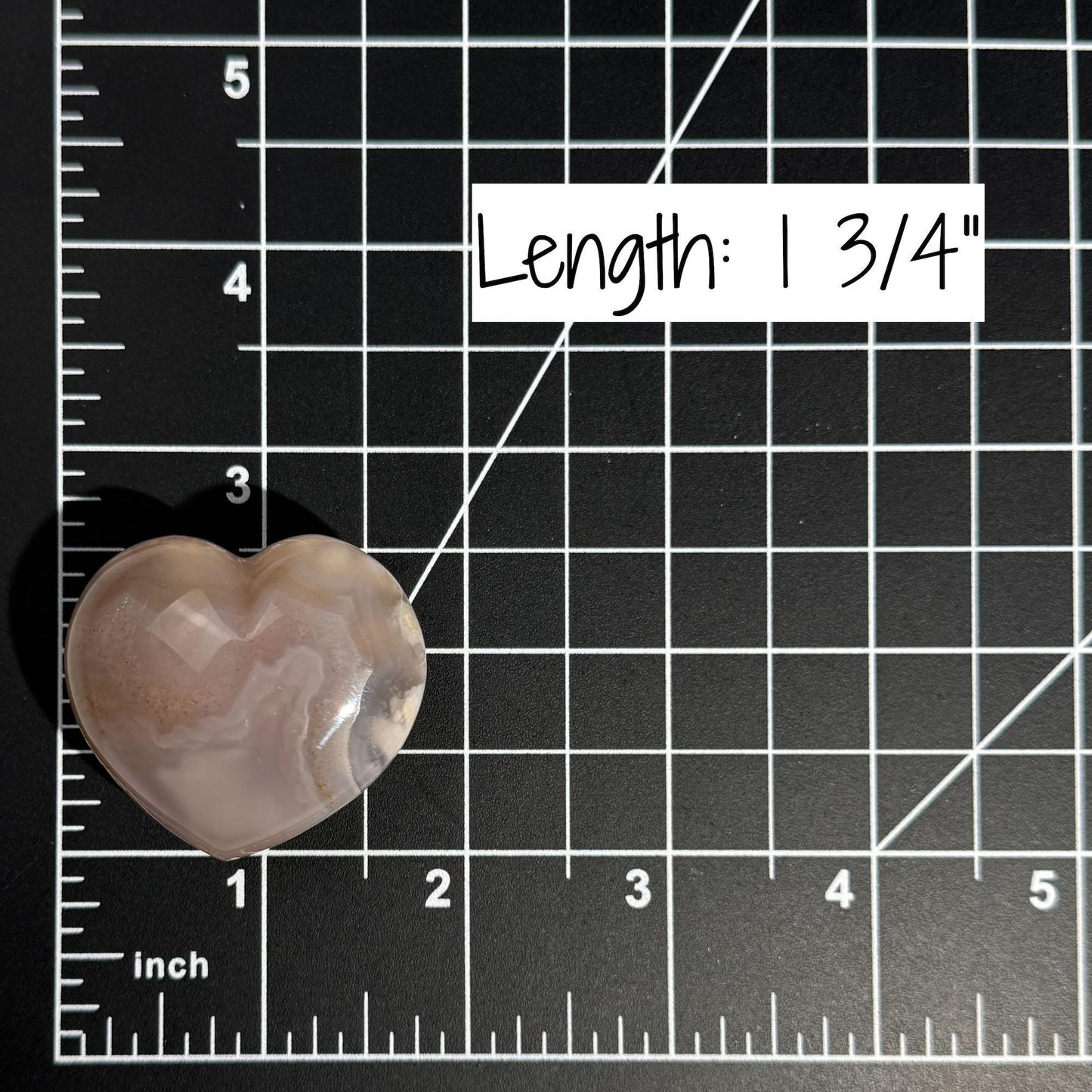 Flower Agate heart | 1 3/4" long | 48 grams | stand included