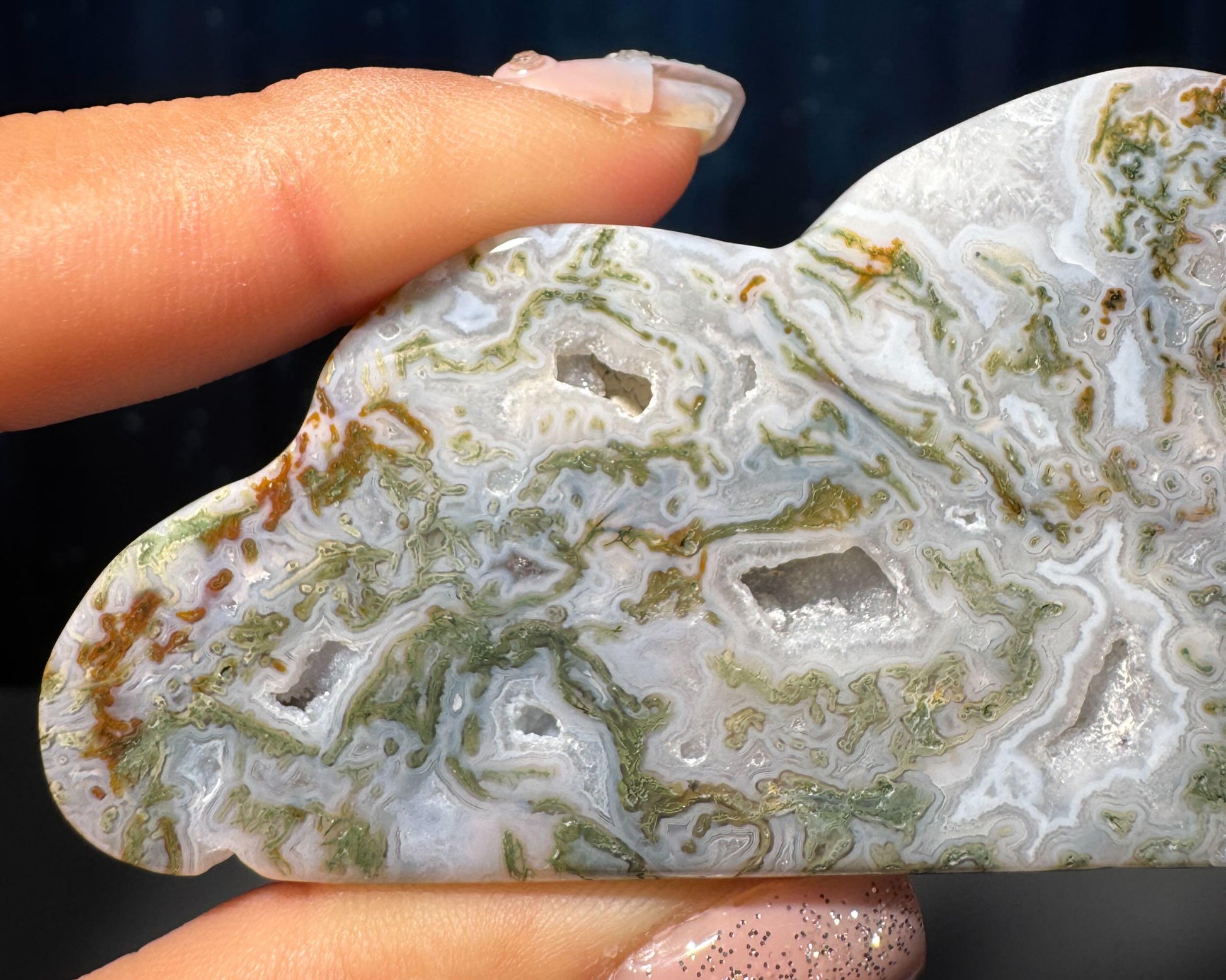 Moss Agate cloud | 3 1/2” long | 76 grams | NOT self-standing