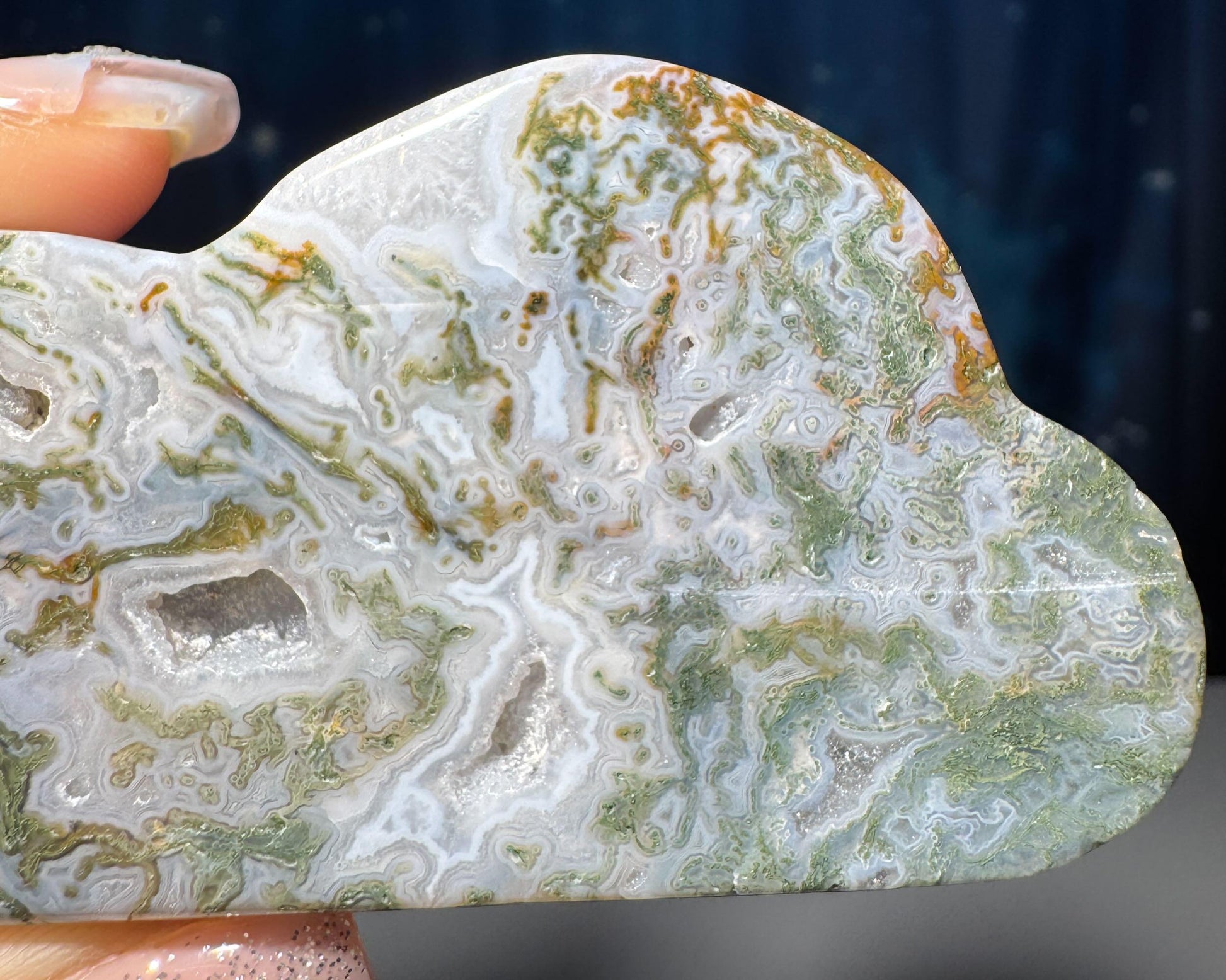 Moss Agate cloud | 3 1/2” long | 76 grams | NOT self-standing