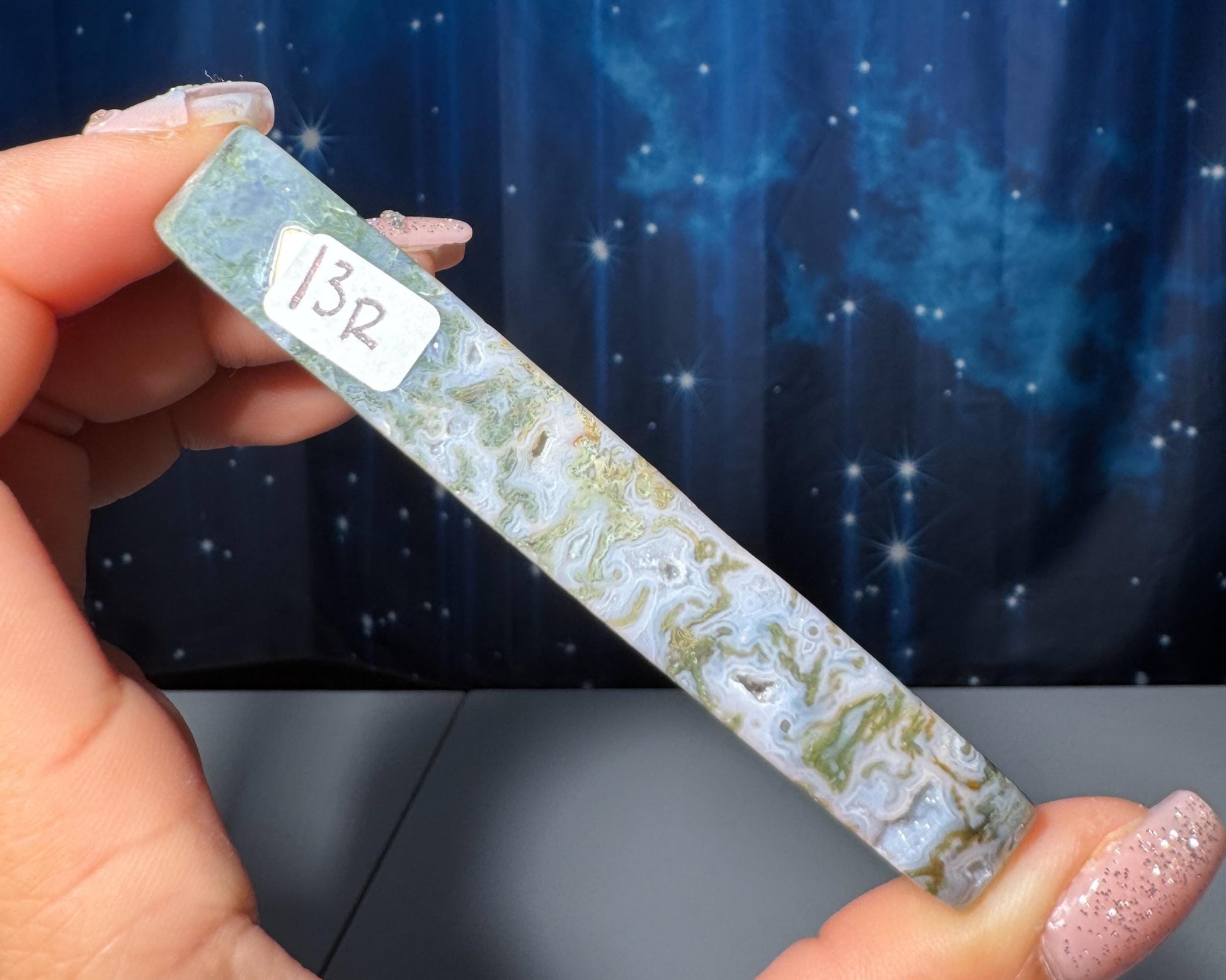 Moss Agate cloud | 3 1/2” long | 76 grams | NOT self-standing
