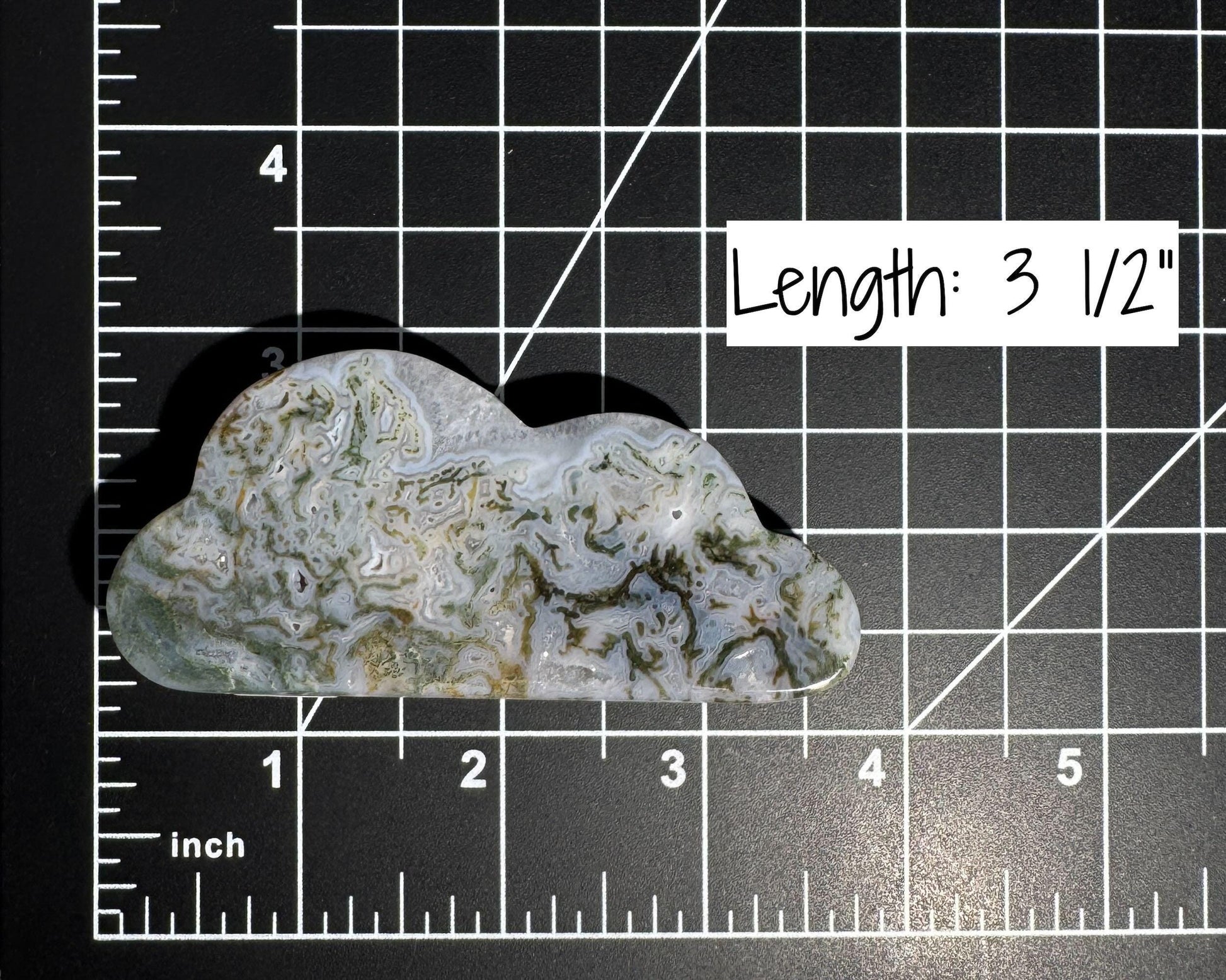 Moss Agate cloud | 3 1/2” long | 76 grams | NOT self-standing