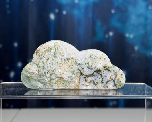 Moss Agate cloud | 3 1/2” long | 76 grams | NOT self-standing