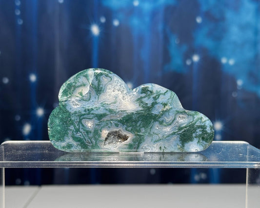 Moss Agate cloud | 3 3/8” long | 88 grams | NOT self-standing