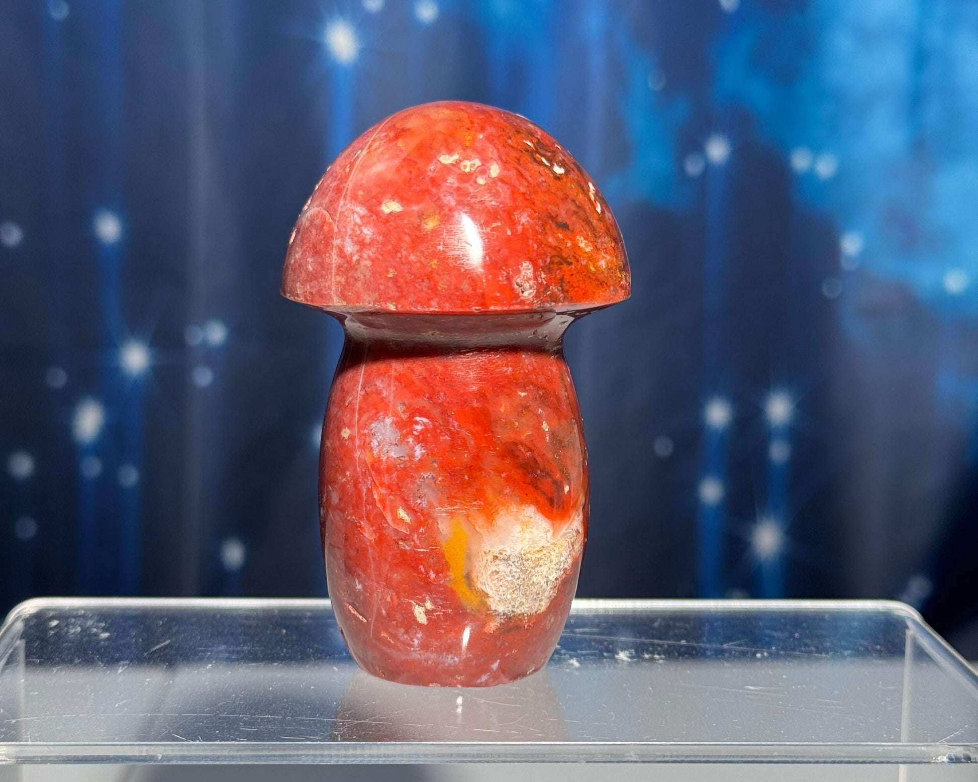 Druzy Red Sea Jasper mushroom carving | 3 1/8" tall | 204 grams