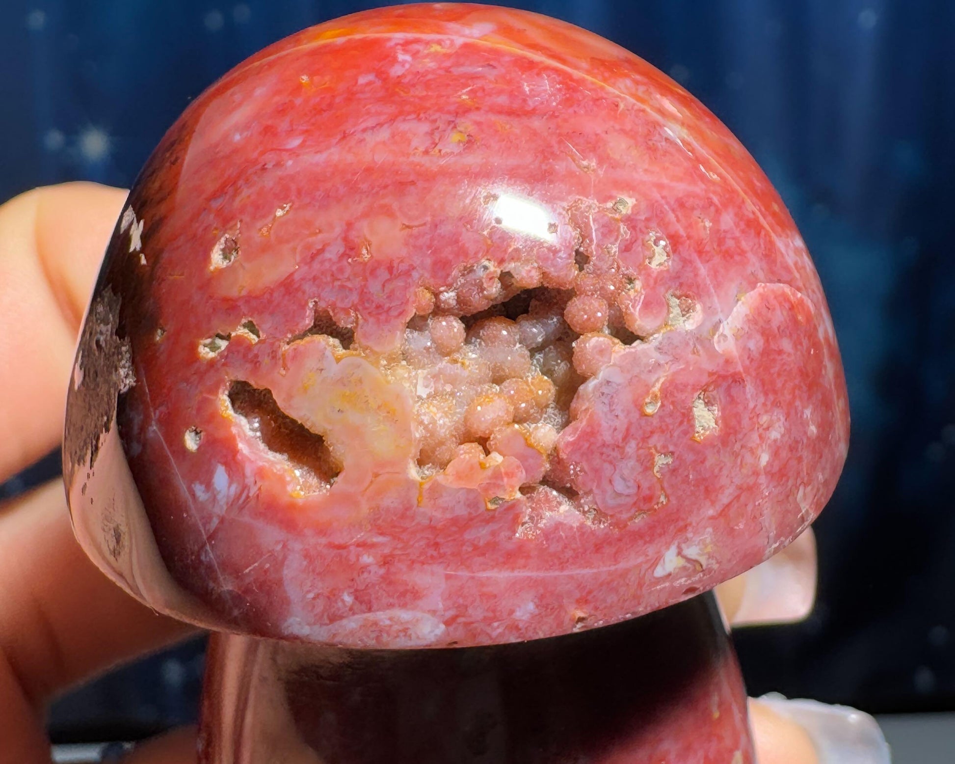 Druzy Red Sea Jasper mushroom carving | 3 1/8" tall | 204 grams