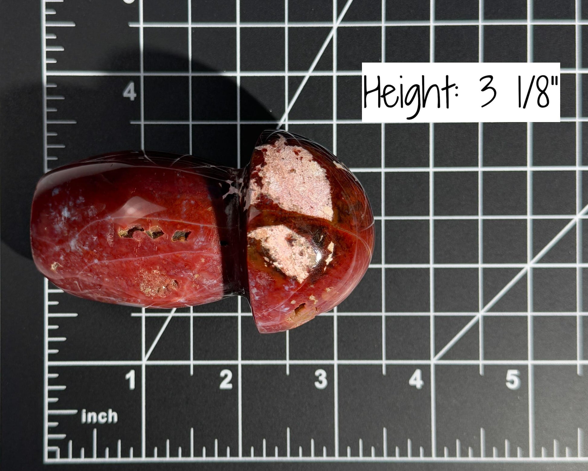Druzy Red Sea Jasper mushroom carving | 3 1/8" tall | 204 grams