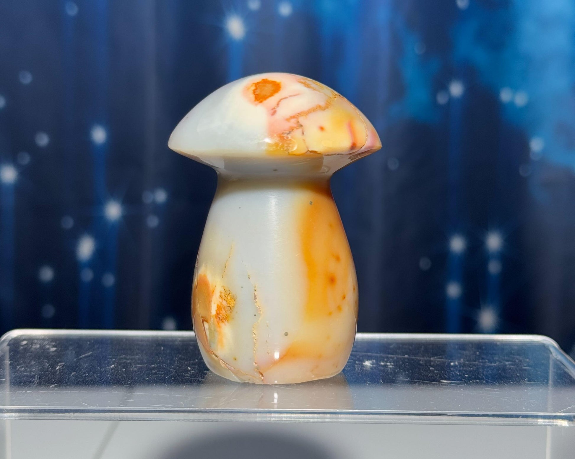 Sea Jasper mushroom carving | 2 3/4" tall | 170 grams | Pyrite sprinkles