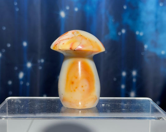 Sea Jasper mushroom carving | 2 3/4" tall | 170 grams | Pyrite sprinkles