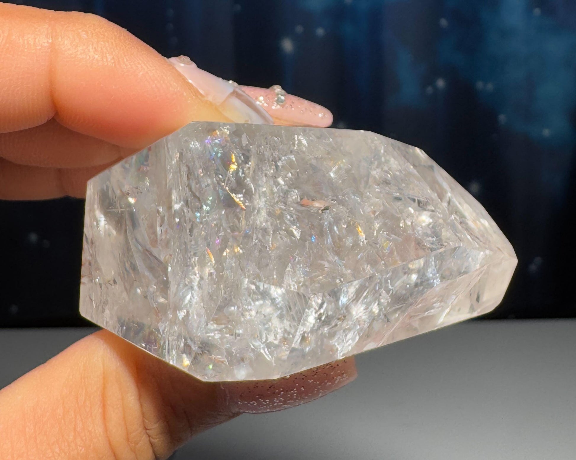 Clear Quartz free form | 2 1/8" long = 128 grams | lots of gorgeous rainbows