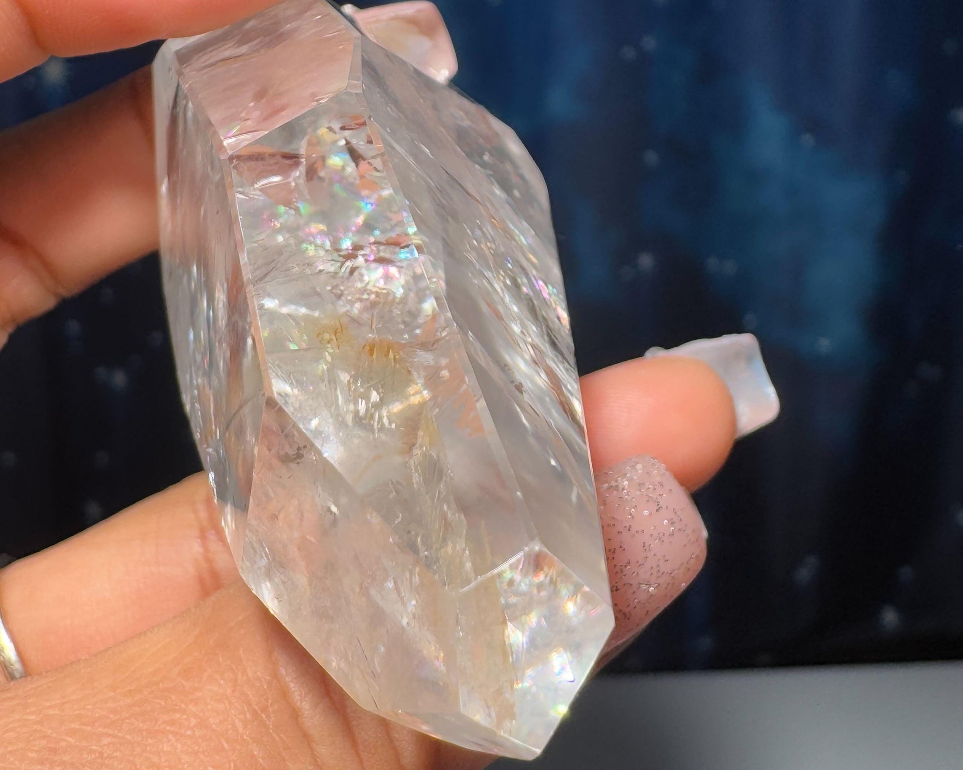 Clear Quartz free form | 3 1/8" long | 130 grams | lots of gorgeous rainbows