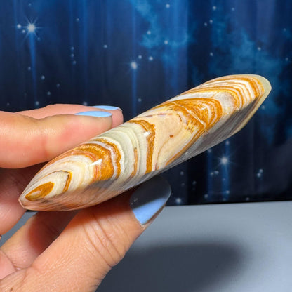 Banded Calcite heart | 3 3/8" wide | 193 grams | stand included | banded marble