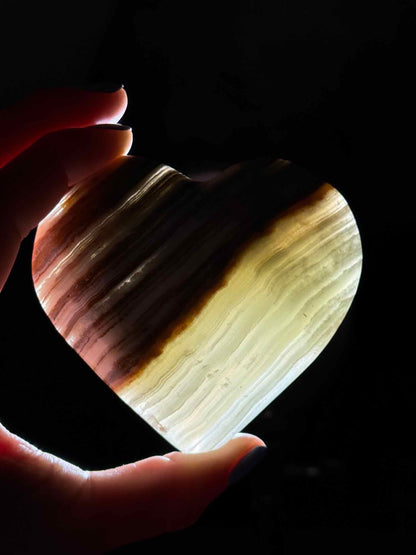Banded Calcite heart | 3 3/8" wide | 193 grams | stand included | banded marble