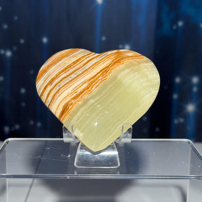 Banded Calcite heart | 3 3/8" wide | 193 grams | stand included | banded marble