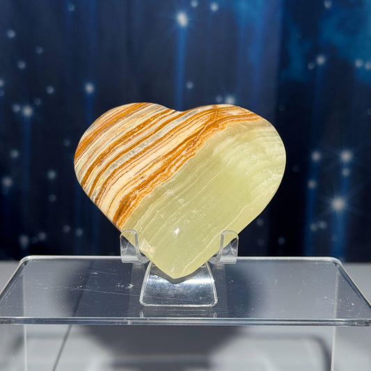 Banded Calcite heart | 3 3/8" wide | 193 grams | stand included | banded marble