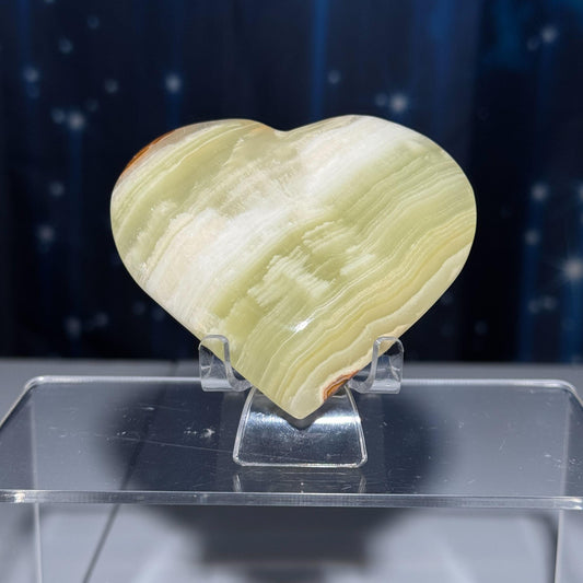 Banded Calcite heart | 3 3/8" wide | 201 grams | stand included| banded Marble