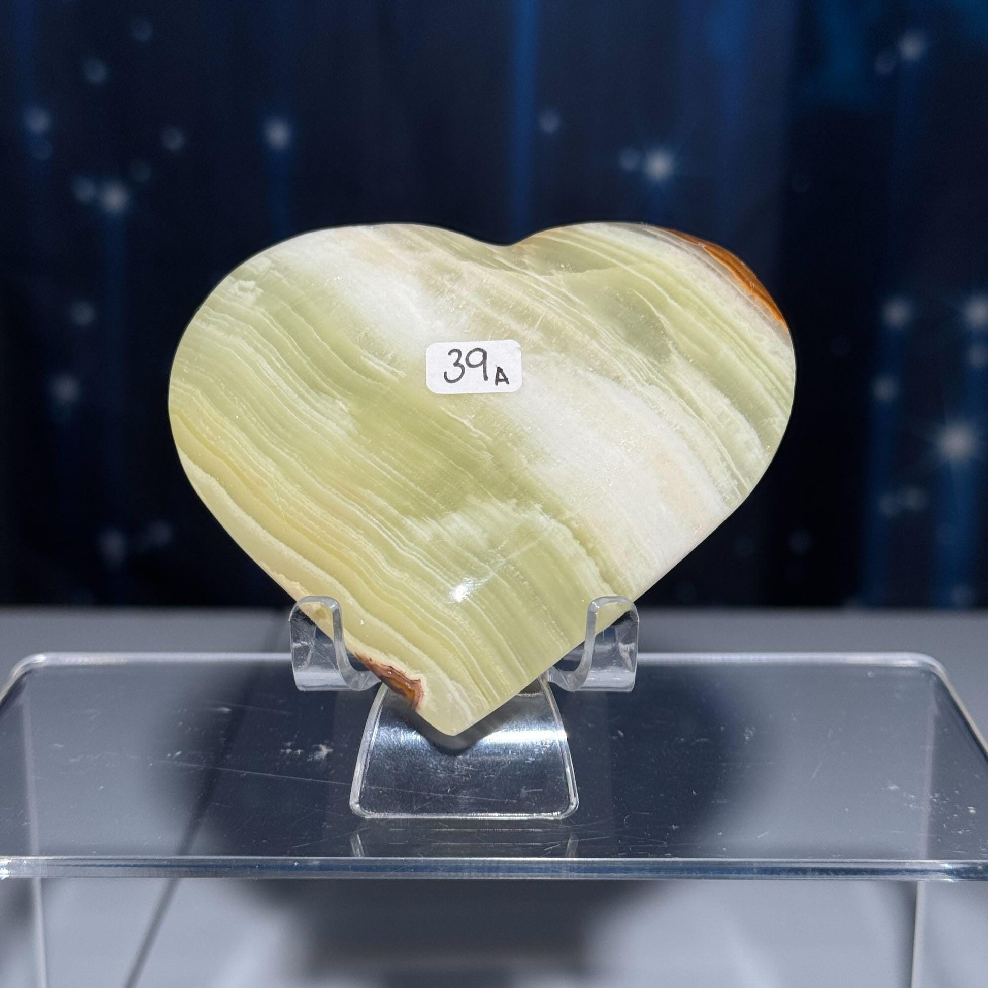Banded Calcite heart | 3 3/8" wide | 201 grams | stand included| banded Marble