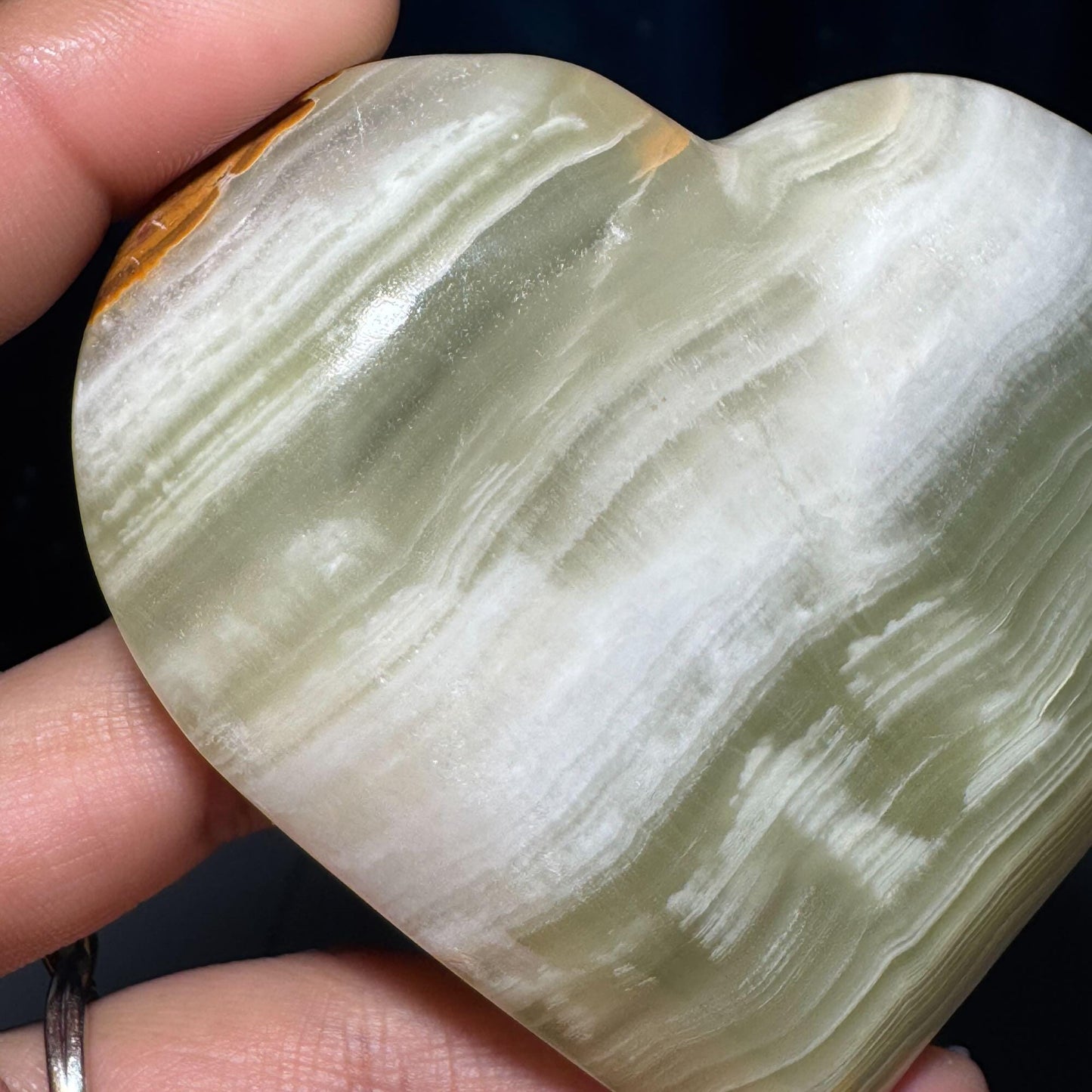 Banded Calcite heart | 3 3/8" wide | 201 grams | stand included| banded Marble