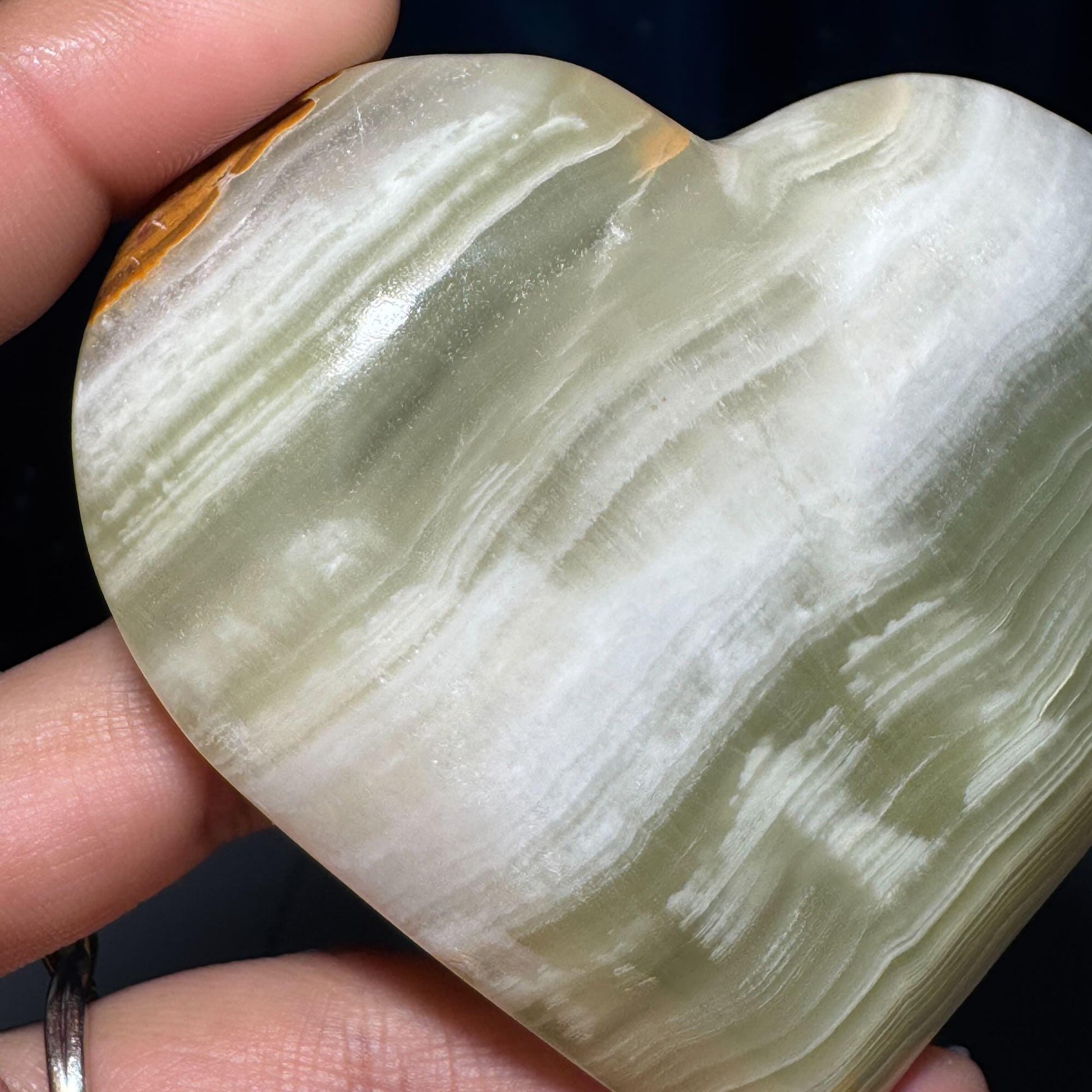 Banded Calcite heart | 3 3/8" wide | 201 grams | stand included| banded Marble