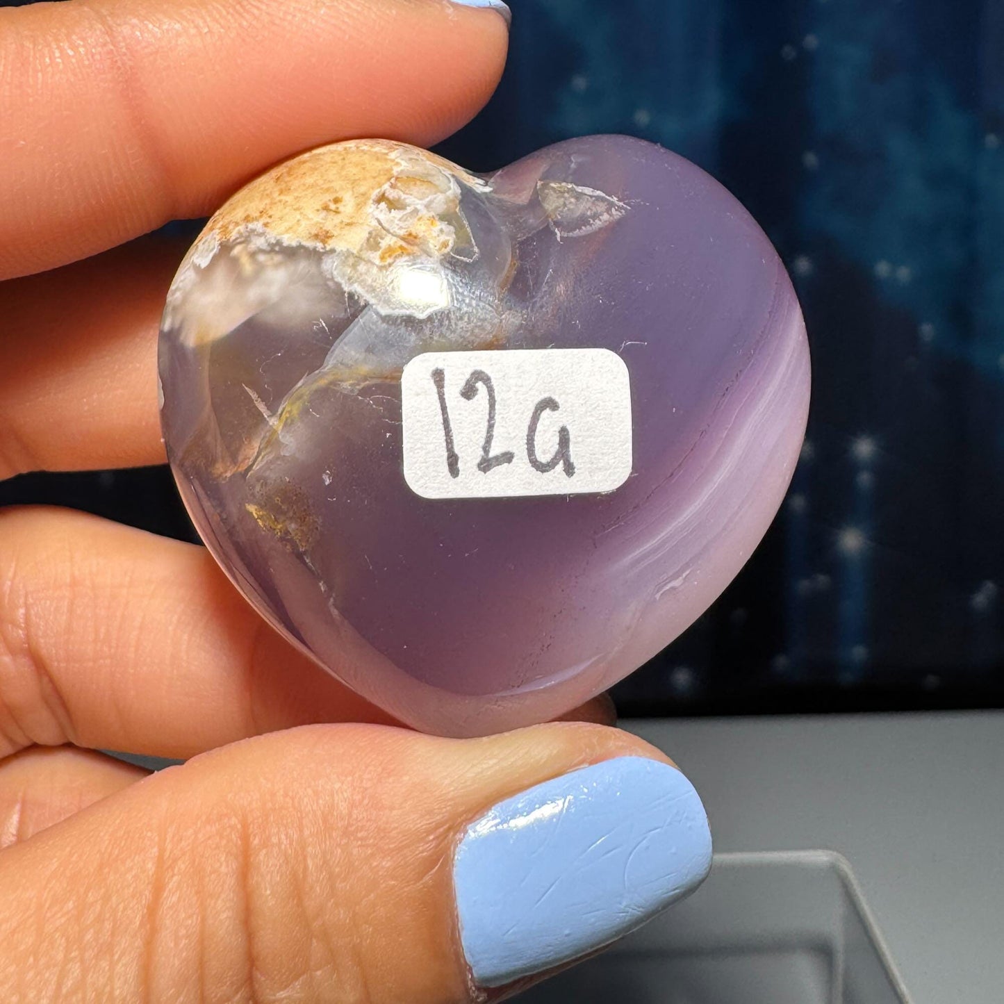 mini Agate heart | 1 5/8" wide | 46 grams | stand included
