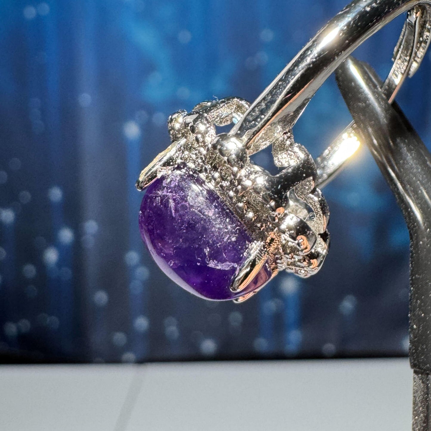 Amethyst heart ring | adjustable | 4.3 grams | 0.925 stamped