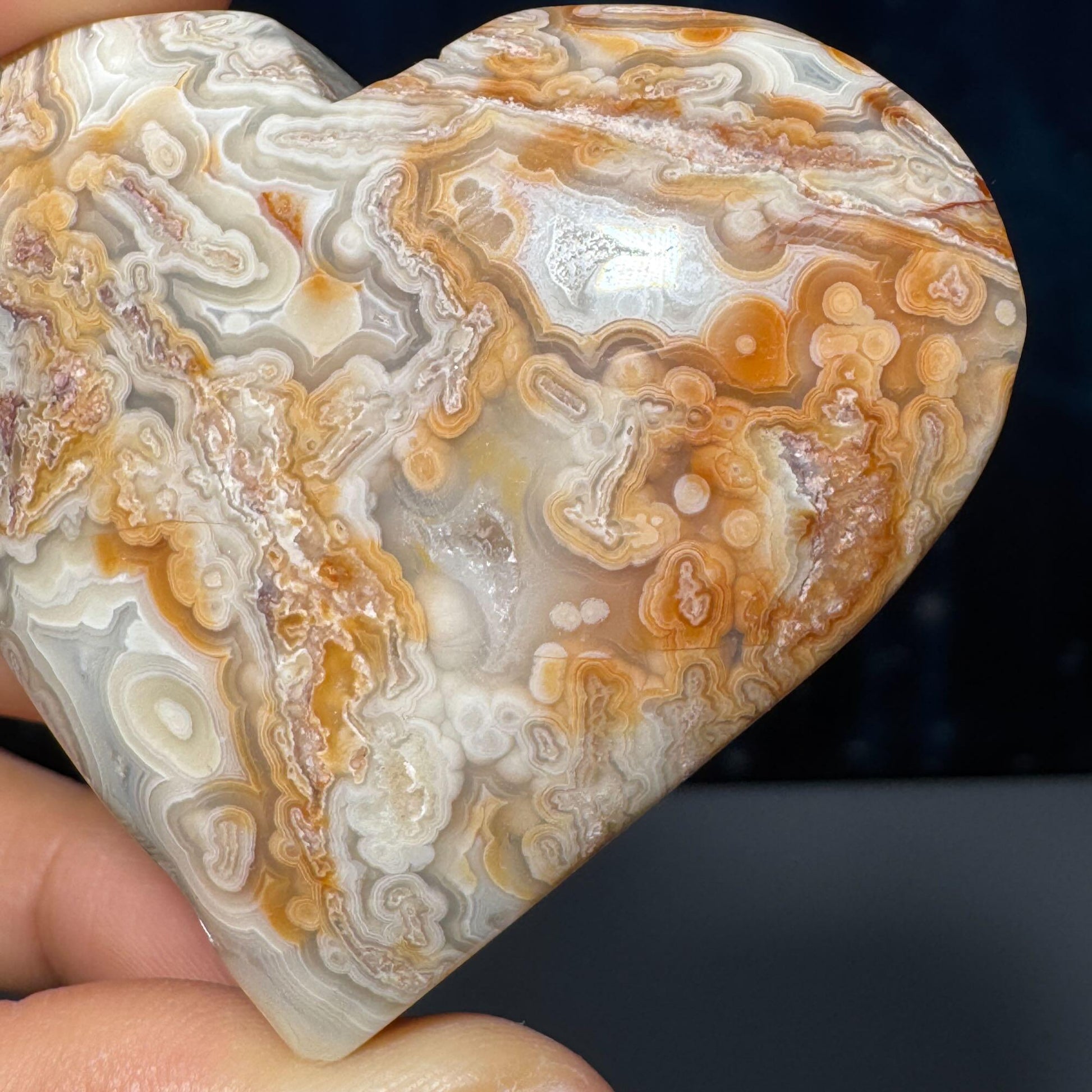 Mexico Crazy Lace Agate heart | 2 1/4" wide | 82 grams | self-standing