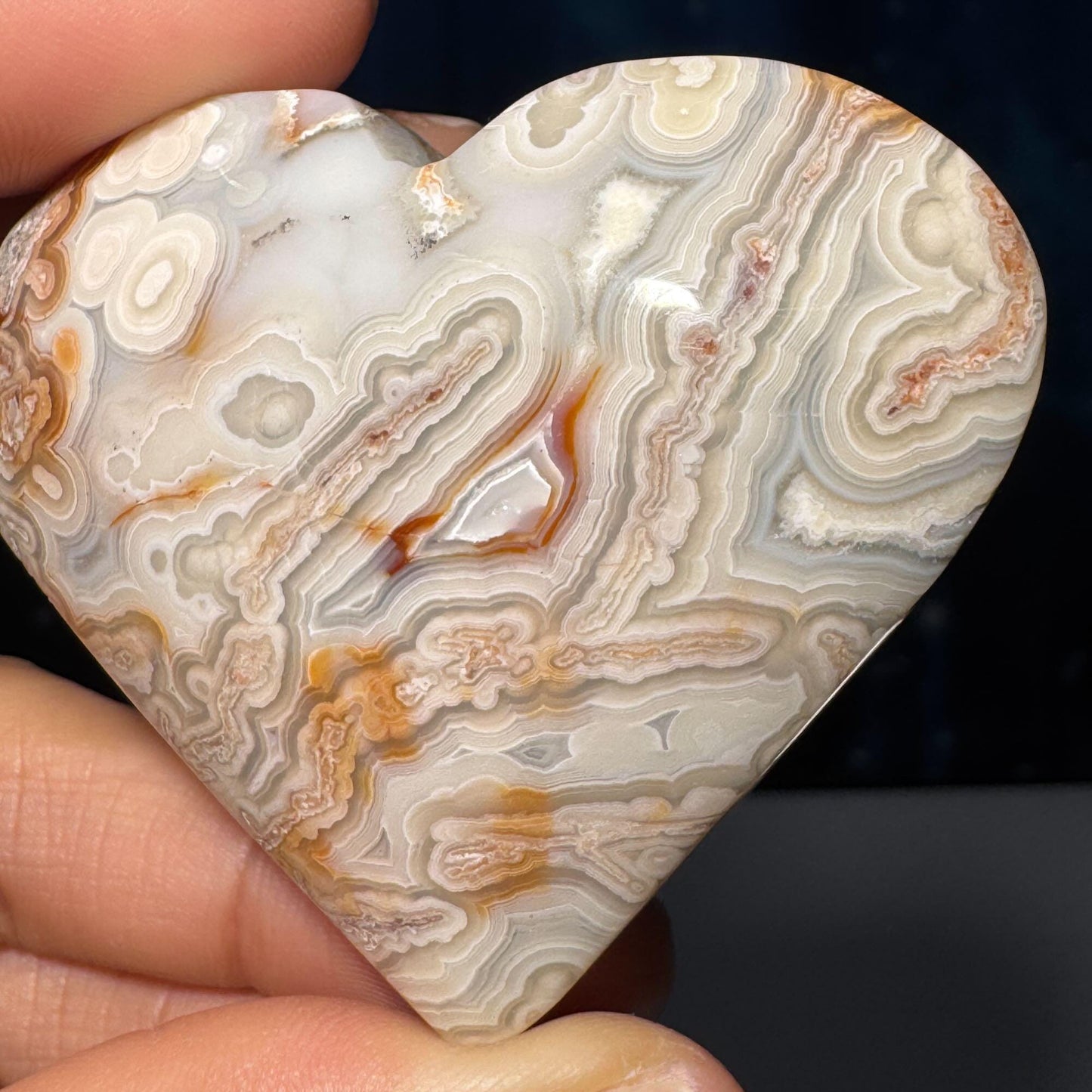 Mexico Crazy Lace Agate heart | 2 1/4" wide | 82 grams | self-standing