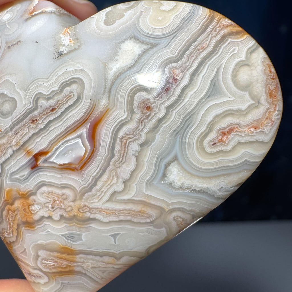 Mexico Crazy Lace Agate heart | 2 1/4" wide | 82 grams | self-standing