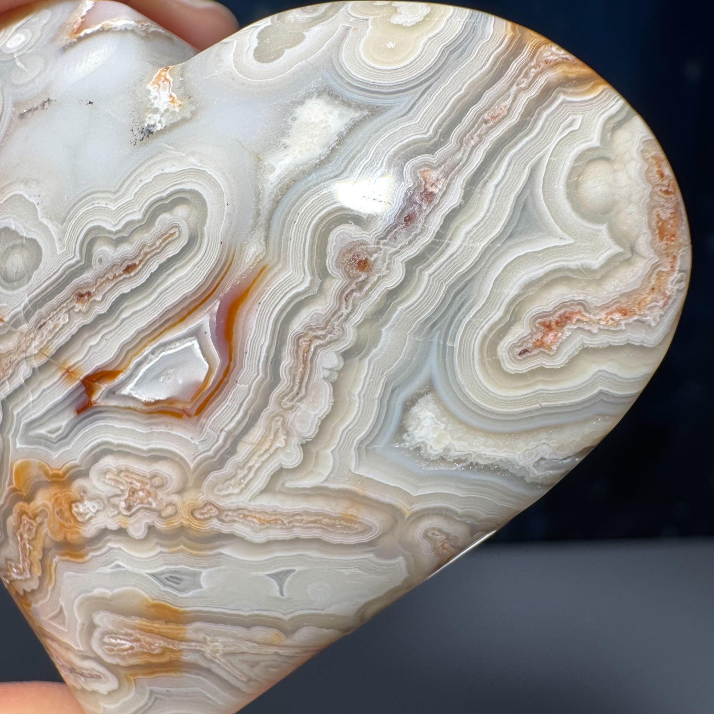 Mexico Crazy Lace Agate heart | 2 1/4" wide | 82 grams | self-standing