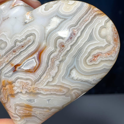 Mexico Crazy Lace Agate heart | 2 1/4" wide | 82 grams | self-standing