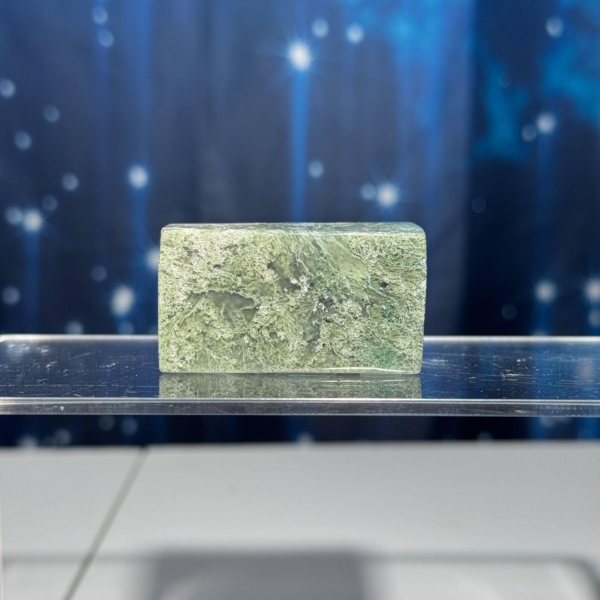 Moss Agate chunk | 2" long | 76 grams | rectangular Moss Agate