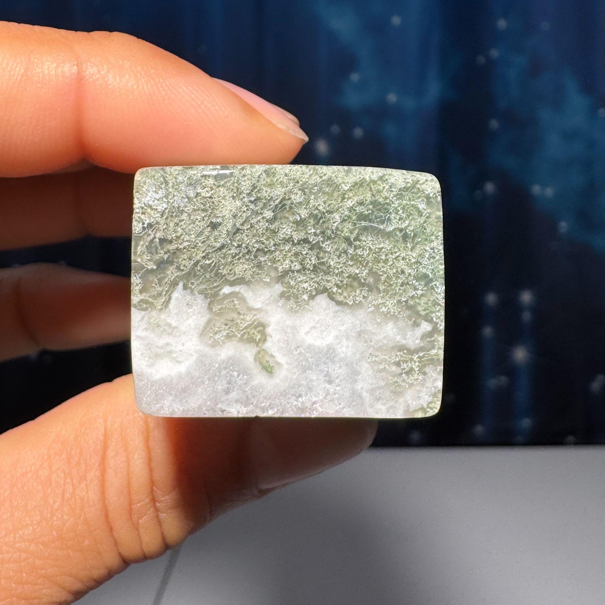 Moss Agate chunk | 2" long | 76 grams | rectangular Moss Agate