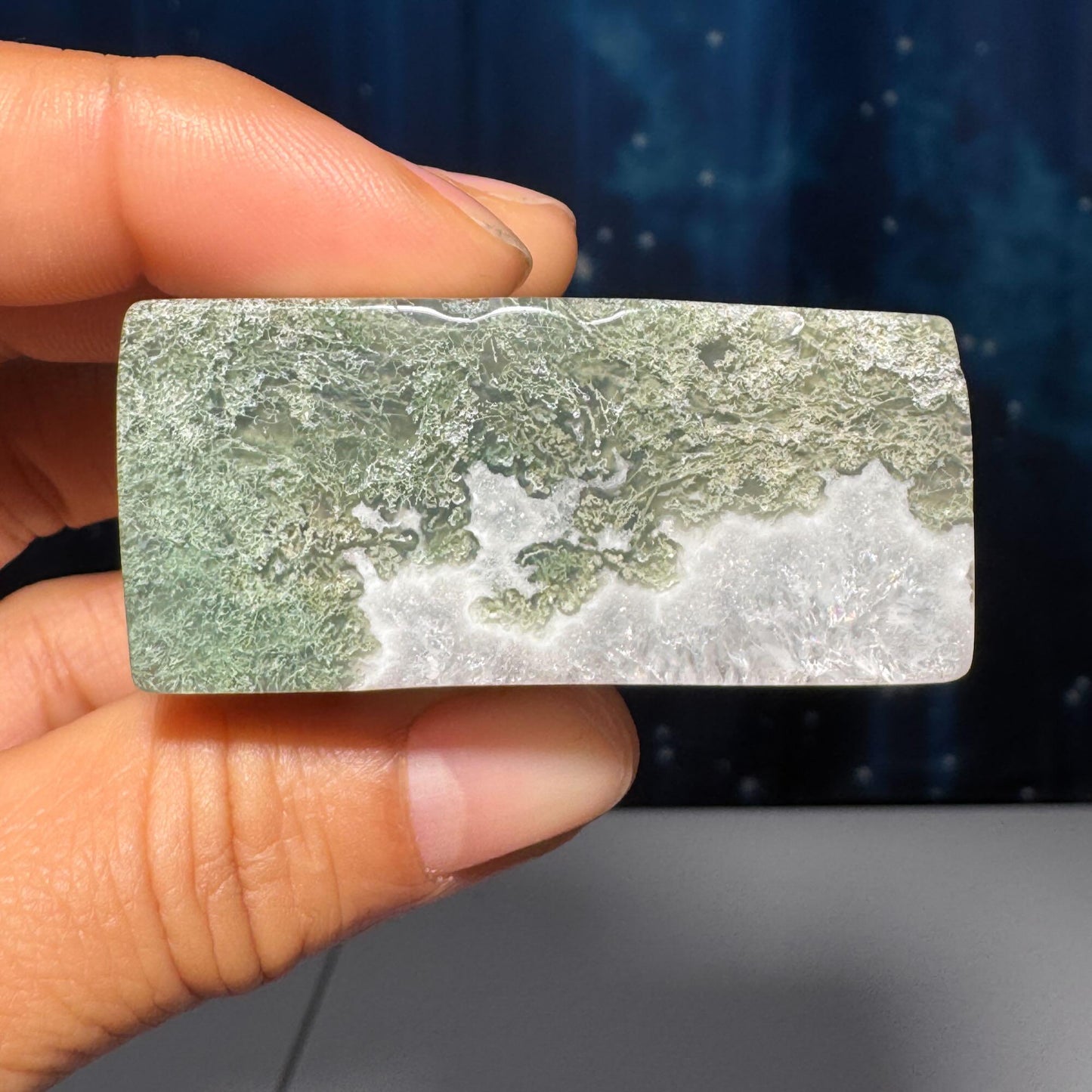 Moss Agate chunk | 2" long | 76 grams | rectangular Moss Agate
