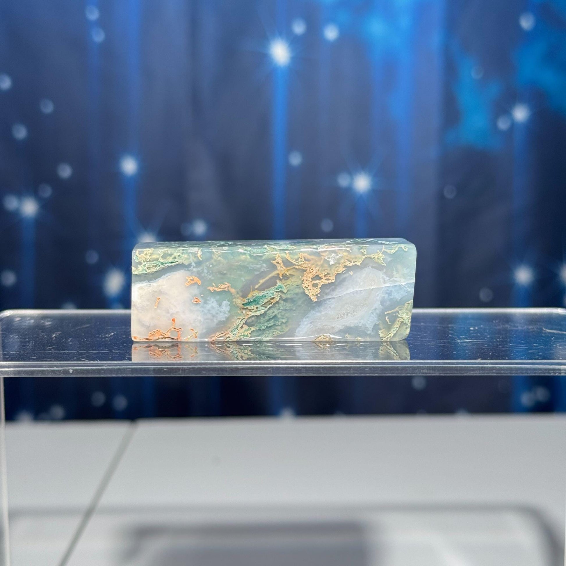 Moss Agate chunk | 2 3/8" long | 46 grams | rectangular Moss Agate