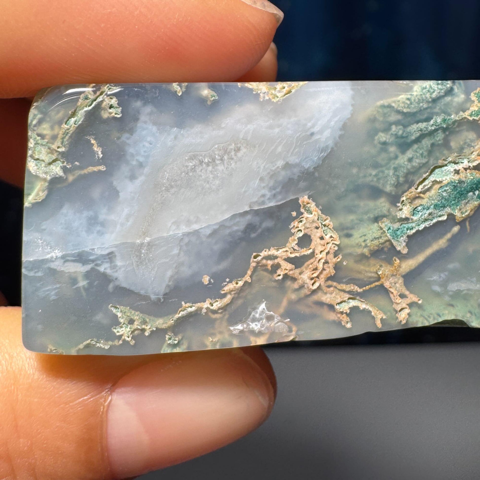Moss Agate chunk | 2 3/8" long | 46 grams | rectangular Moss Agate