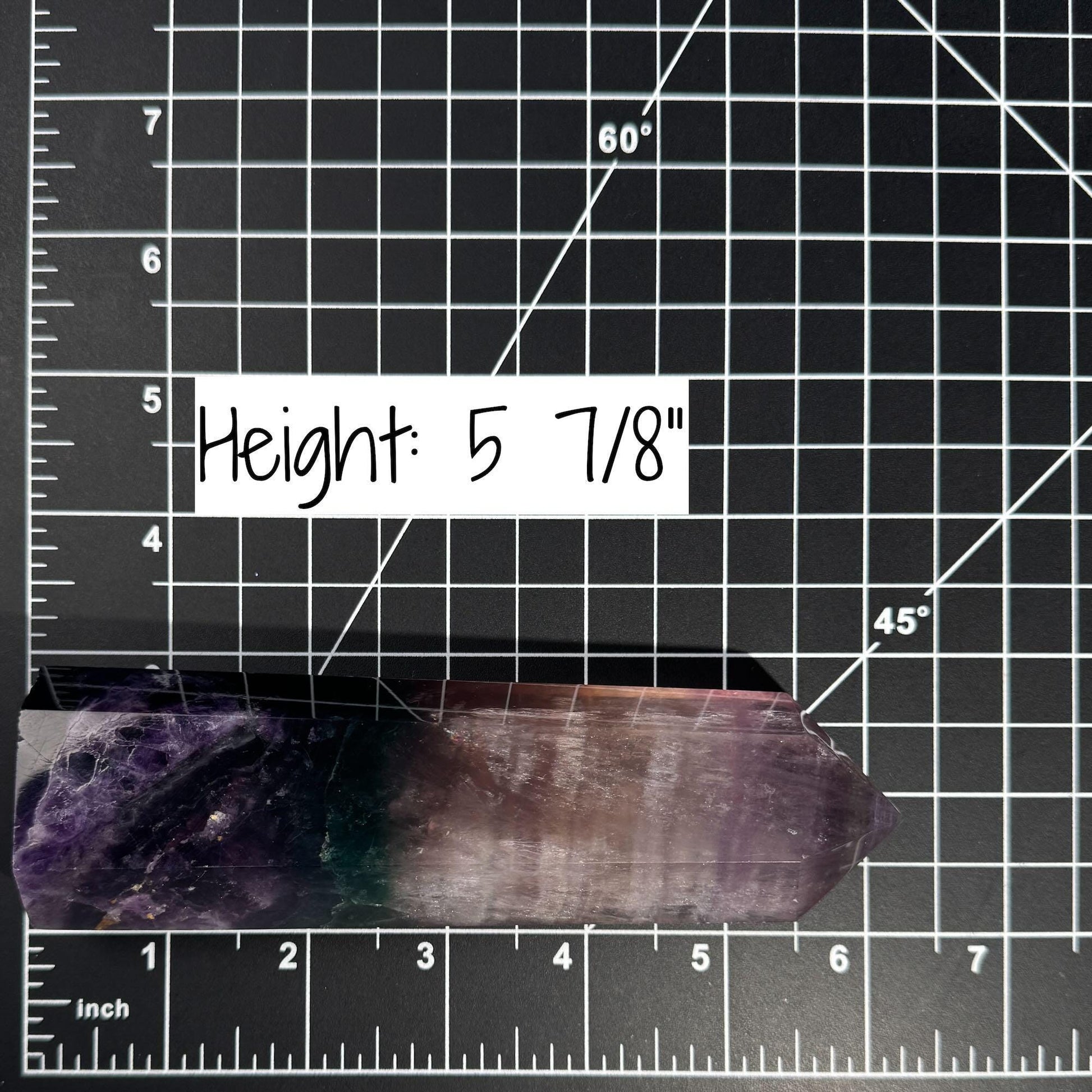 Purple Fluorite tower | 5 7/8" tall | 431 grams | rainbow filled | Damage Discount | Rainbow Fluorite
