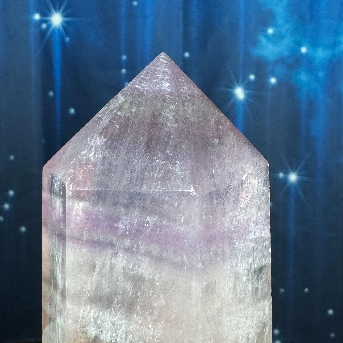 Purple Fluorite tower | 5 7/8" tall | 431 grams | rainbow filled | Damage Discount | Rainbow Fluorite