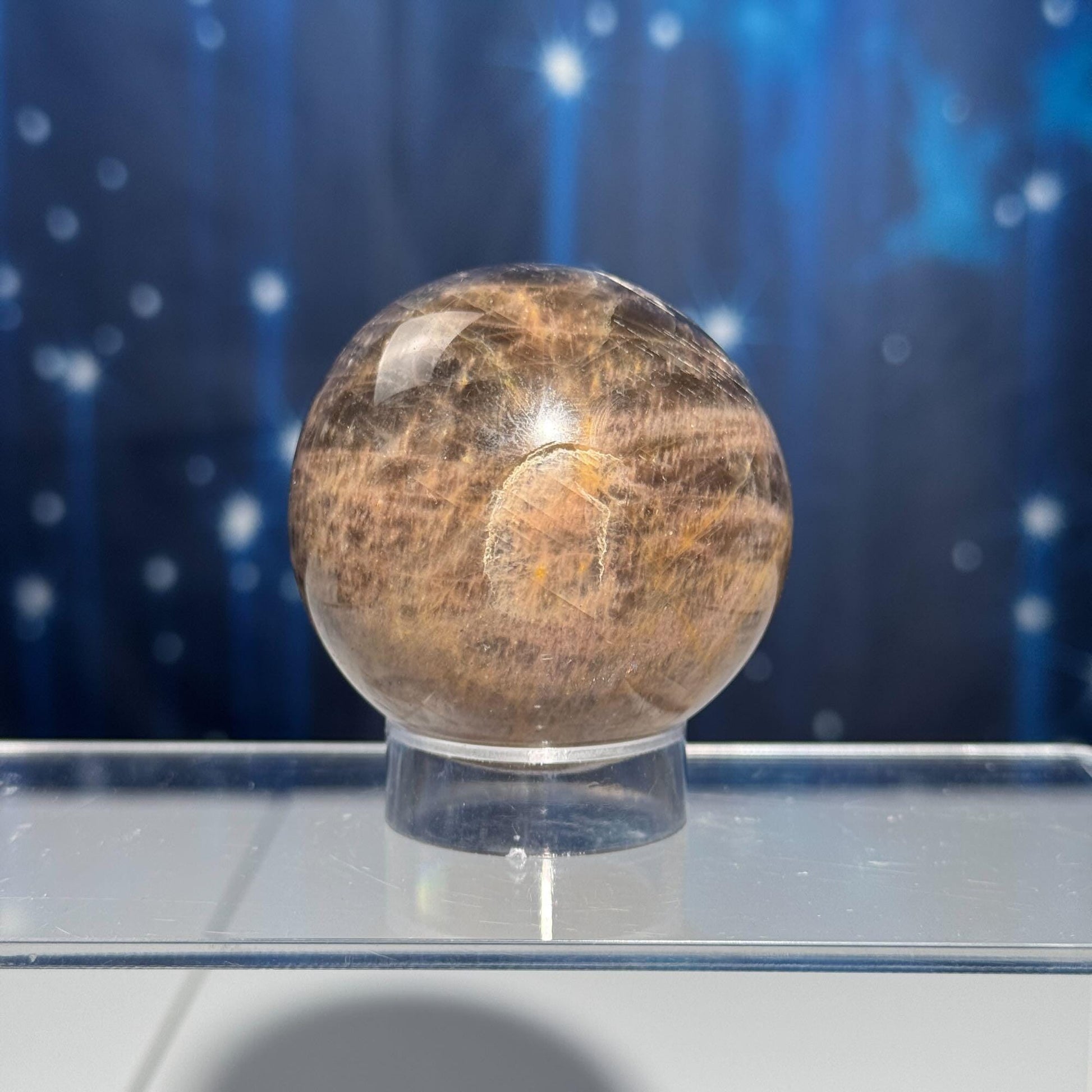 Black Moonstone sphere | 54mm | 204 grams | Damage Discount | stand included