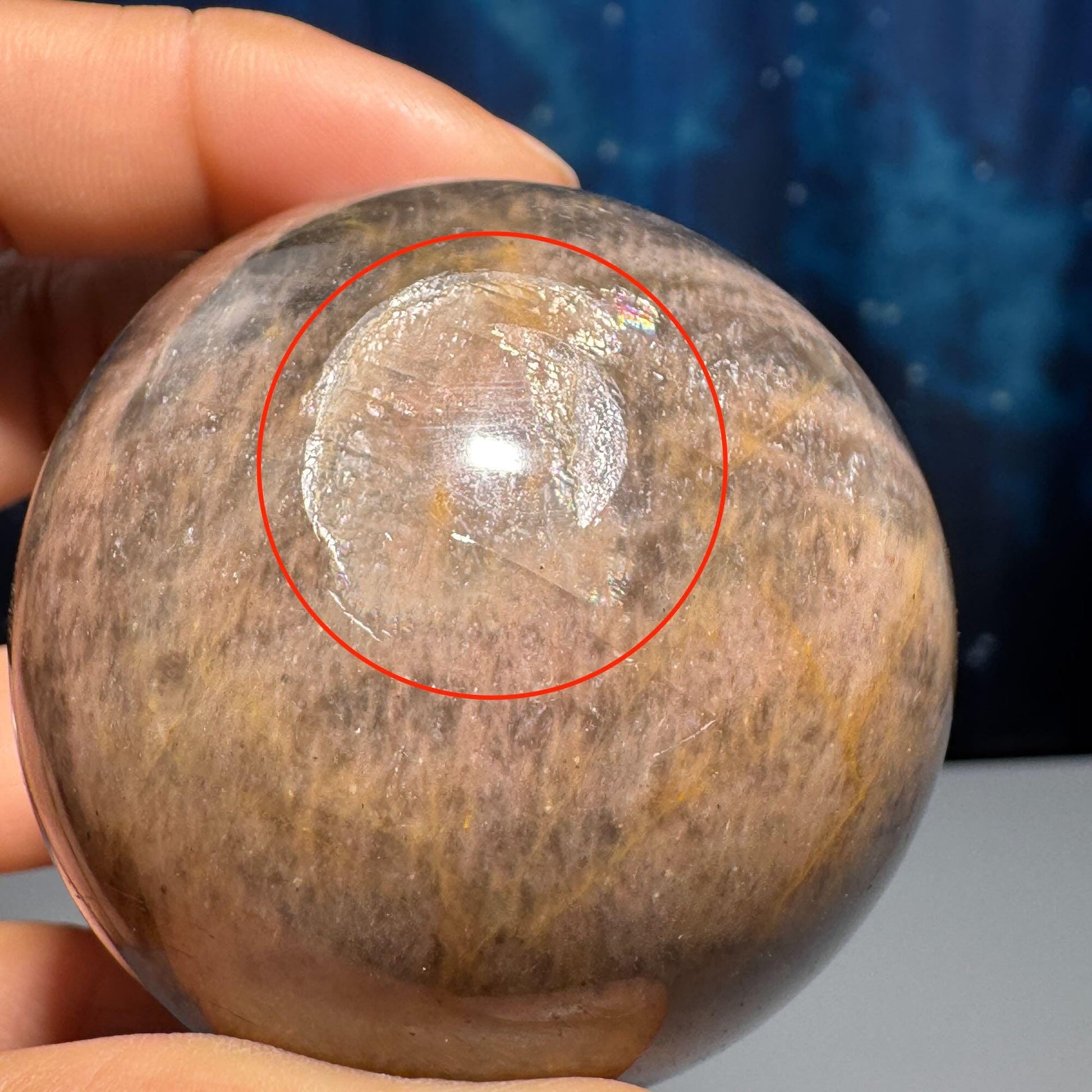 Black Moonstone sphere | 54mm | 204 grams | Damage Discount | stand included