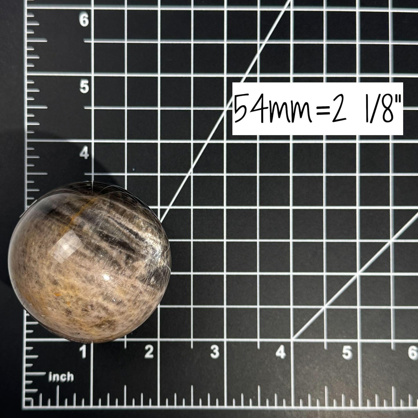 Black Moonstone sphere | 54mm | 204 grams | Damage Discount | stand included