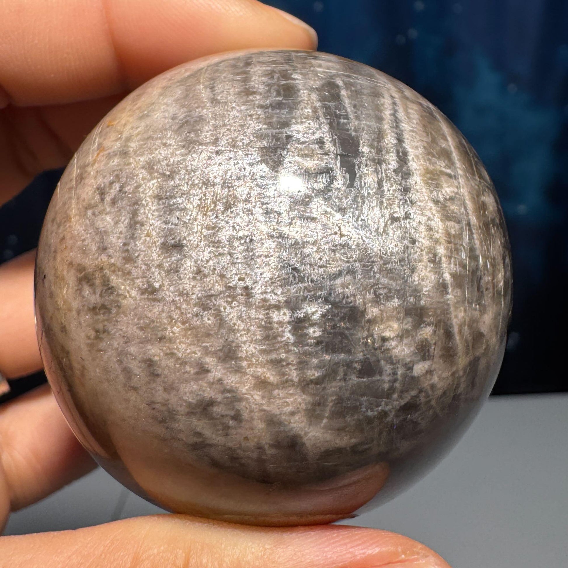 Black Moonstone sphere | 54mm | 204 grams | Damage Discount | stand included