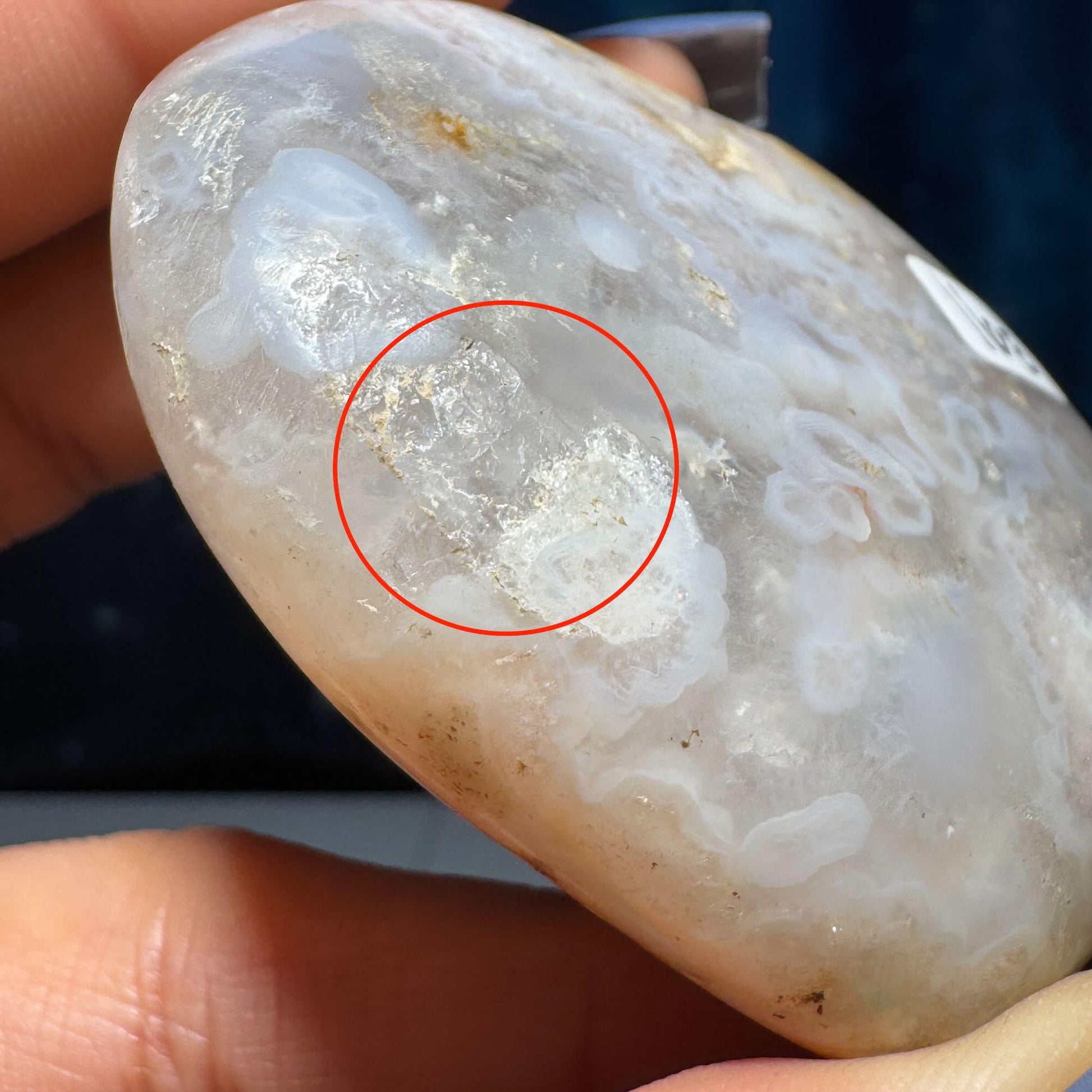 Flower Agate heart | 2 5/8" long | 111 grams | stand included | Damage Discount