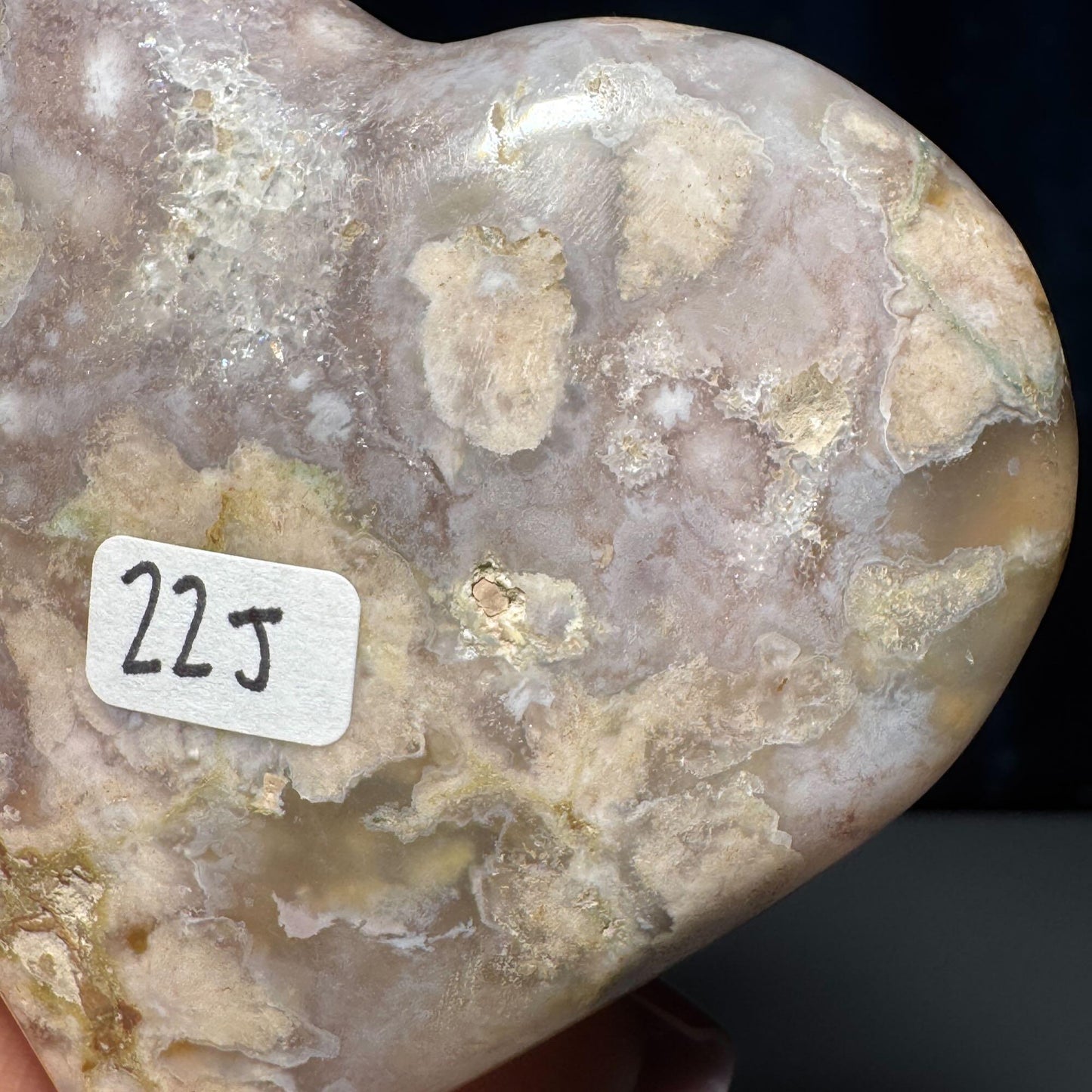 Flower Agate heart | 2 3/4" long | 130 grams | stand included