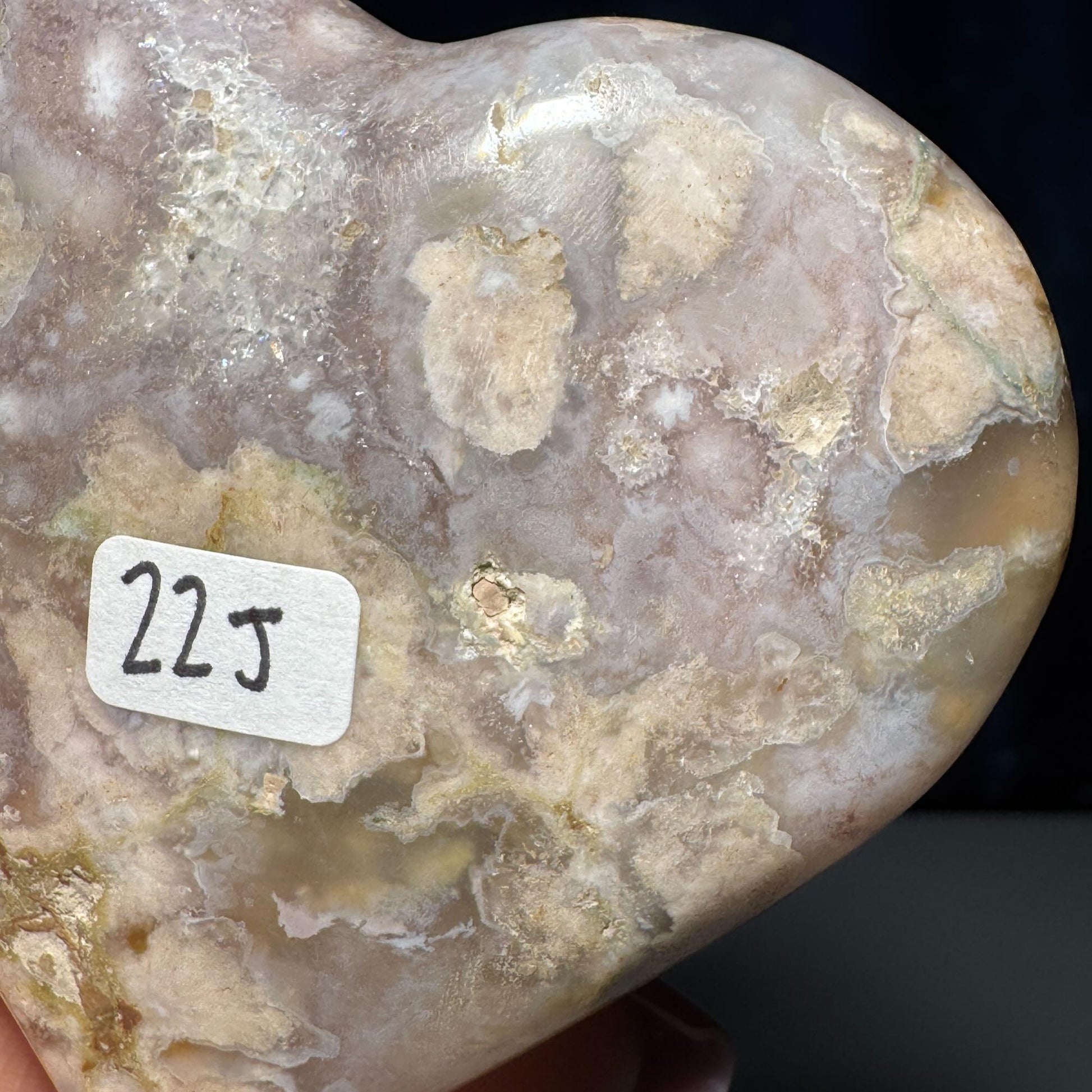 Flower Agate heart | 2 3/4" long | 130 grams | stand included