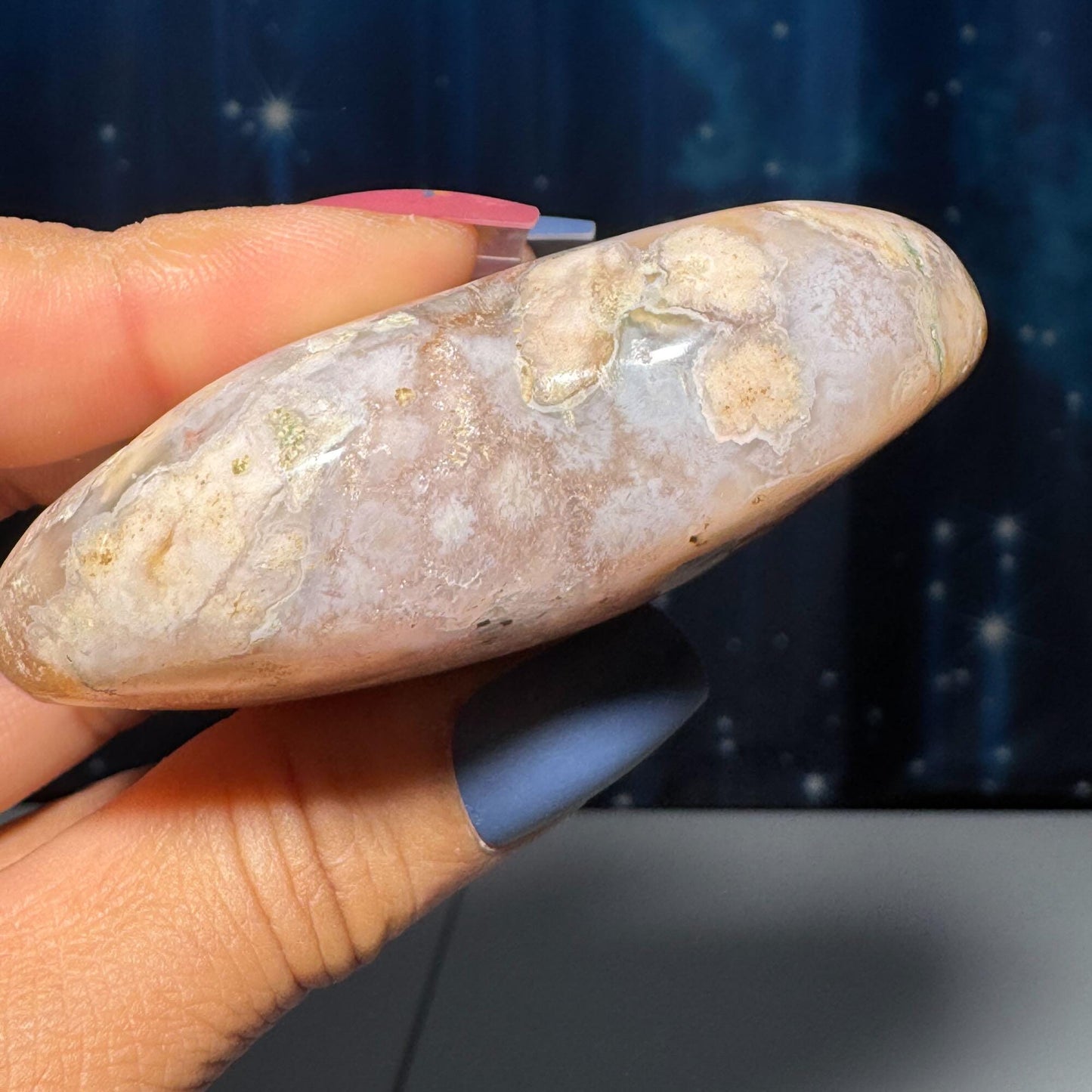 Flower Agate heart | 2 3/4" long | 130 grams | stand included