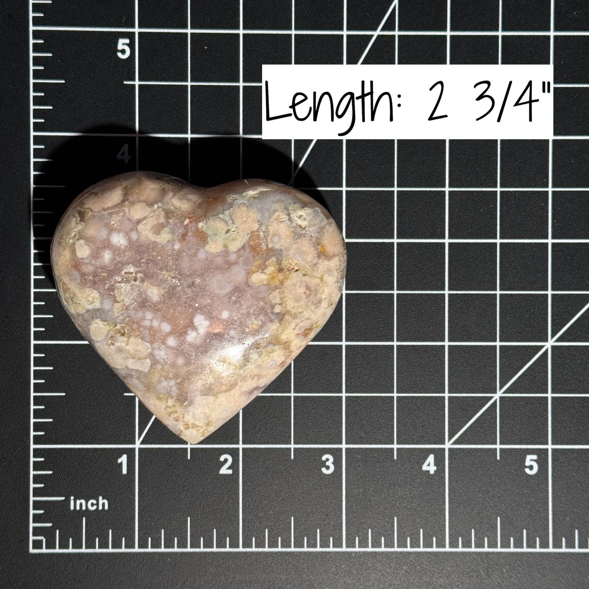 Flower Agate heart | 2 3/4" long | 130 grams | stand included
